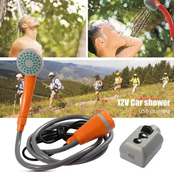 Image of a portable shower that pumps water from your destinated source. Powered with usb
