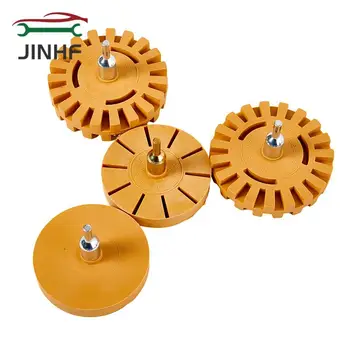 Image of a rubber decal removal wheel for on your electric drill