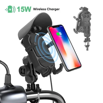 Image of a wirelss charger and mount for your phone on your motorcycle or scooter